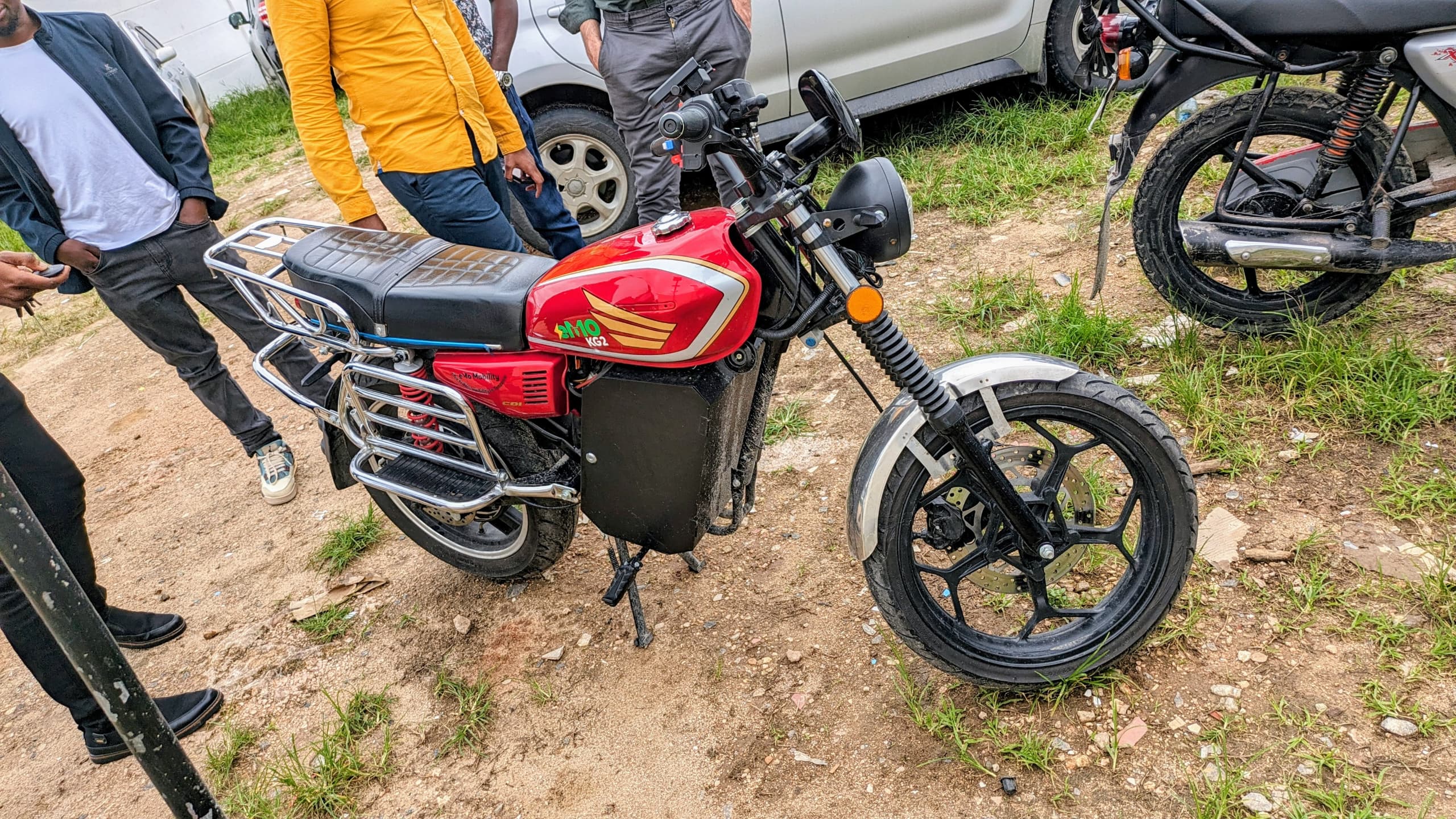 An electric motorcyle by eMO that runs on batteries produced by WAGA